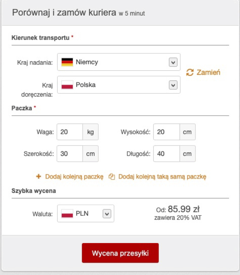 Przesyłki Niemcy - Polska Przesylarka.pl